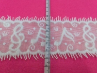 Dentelle à franges blanche tendance de qualité supérieure, dentelle soluble à l'eau brodée de notes de musique et de cœurs pour la décoration de robes et de vêtements féminins