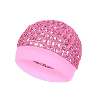 Gorro de dormir de poliéster transpirable hecho a mano con ganchillo, gorro Kufi, accesorio para el cabello de mujer, gorro de malla con lazo para primavera/verano