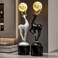 Lampes de lune Fulu, décorations de sol double pleine hauteur, design moderne, artisanat en résine de haute qualité sur le thème de l'art pour la décoration intérieure du salon