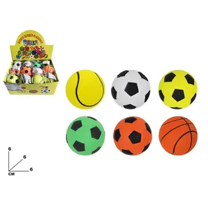 Fluorescent Rubber Toy <b>Balls</b> 6 Cm Assorted Sports Design Display Pack - Product Image 3