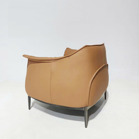 Fauteuil de salon nordique en cuir cigare, ergonomique, pour chambre à coucher, style moderne