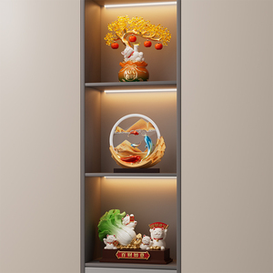 Koi Fish Flowing <b>Sand</b> <b>Art</b> Ornament Round Sculpture Feng Shui Desk Decor for Living Room Office Housewarming - Product Image 3