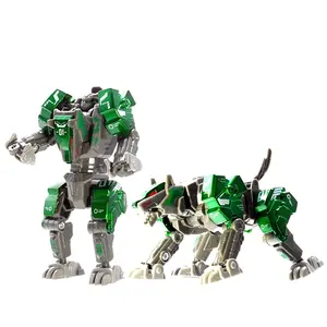 QS mainan Robot anak-anak Model logam singa serigala harimau 2 In 1 & 4 In 1 kustom