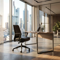 Chaise de bureau exécutive en cuir pivotante avec accoudoirs fixes, dossier en échelle, poignée, design moderne, confortable, mobilier de bureau à domicile