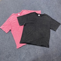 T-shirt vierge personnalisé en coton slub délavé à l'acide, style vintage, confortable, doux, streetwear, respirant, uni