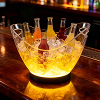 Seau à glace LED 8L personnalisé sans MOQ, rechargeable, en plastique, pour champagne et vin, idéal pour événements, promotion et cadeaux