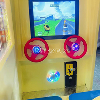 Parc d'attractions 4 places Arcade Simulateur de voiture de course à pièces Kiddie Rides Machine de jeu vidéo Swing Bus Games