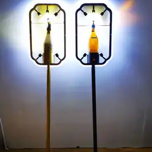 LED Sampanye Tongkat Anggur Rak Display Emas Tangan Memegang Tanda LED Botol Penyaji Besi Anggur Pemegang untuk Klub Malam Ruang Bar