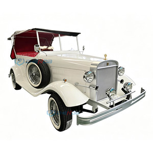 Auto Clásico Americano de Lujo, Auto Eléctrico Clásico de Aleación Vintage para Adultos, Autobús Clásico Blanco con Parasol - Product Image 1