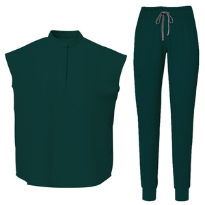 Plus Size Stretchy Women Medical Scrub Uniform Casual Summer Solid Color Thin Workwear For Doctor <b>Nurse</b> Beauty Salon Staff - Product Image 2