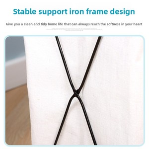 D5357 Opbergzak voor thuisgebruik, grote wasmand van katoenen linnen met ijzeren frame, opvouwbaar, voor vuile kleren - Product Image 4