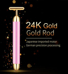 Shein Tiktok Beauty Products Women T字型24Kリアルゴールドマッサージビューティーバー、振動フェイスケアマッサージャー付き - Product Image 4