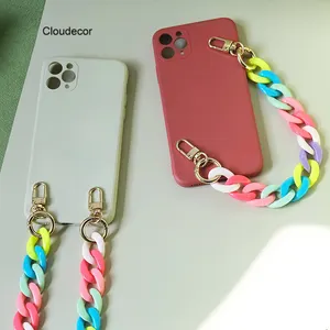 कैंडी रंग एक्रिलिक मोबाइल फोन चेन बैग वियोज्य सजावटी एक्रिलिक कंधे श्रृंखला फोन के मामले में Crossbody गर्दन पट्टियाँ