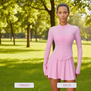 Sun Proof UPF50+ UV Protection Yoga Set 2 Piece Long Sleeve Jacket & Tennis Skirt Suit for <b>Women</b>, Breathable Quick Dry Spandex N - Product Image 2