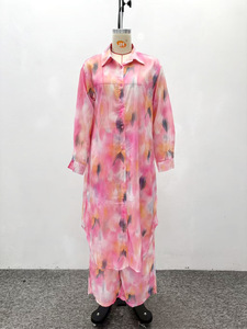 Women's Plus Size Loose Print Long Cardigan Shirt Casual Wide Leg <b>Pants</b> African Style Light Luxury 2-Piece Set Fashion - Product Image 5