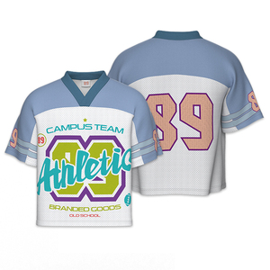 Maillot de football américain vert de haute qualité Boxy Fit Design personnalisé équipe Style de rue jeunesse chemises de football universitaire américain - Product Image 6