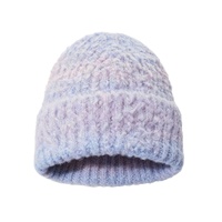 Gorro de punto de lana mezclada con jacquard degradado para mujer, estilo coreano, que estiliza el rostro, cálido, ajustable, para el frío.