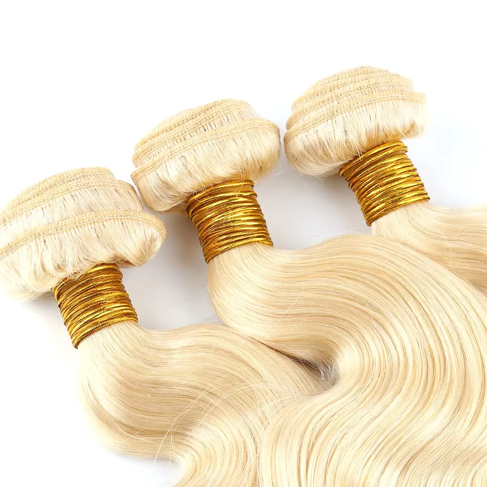 Vente en gros 613 blonde couleur vague de corps Double trame faisceaux cheveux vierges brésiliens 100 extensions de cheveux en faisceau non transformés cheveux humains