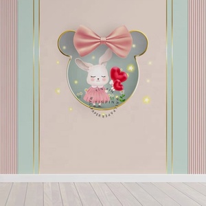 วอลล์เปเปอร์ภาพจิตรกรรมฝาผนังตกแต่งห้องเด็กกระต่ายสีชมพู3D - Product Image 5