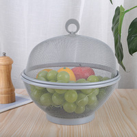 Moderne metalen fruitmand met deksel & mandje - milieuvriendelijke, vliegenvrije opbergoplossing voor fruit & groenten op het aanrecht