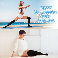 Chaussettes de compression à longues veines, mi-mollet, zippées, pour le sport, en Spandex, absorbant la transpiration, résistantes à la friction, à pression