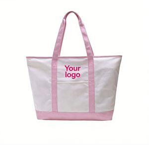 Customized Logo Prints Blank Plain with Zipper Pocket and Length Shoulder Handle Medium Calico Shopping Cotton <b>Canvas</b> <b>Tote</b> Bags - Product Image 1