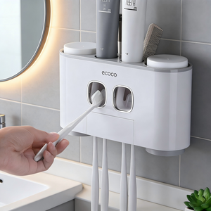 Dispensador Automático de Escova de Dente de Plástico Ecológico KOZIE em Conjunto de Cinco Peças para Montagem na Parede do Banheiro - Product Image 6