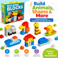 Juego de 208 Bloques de Construcción Grandes para Niños, Juguete Educativo STEM Preescolar, Bloques de Construcción Grandes y Huecos para Niños