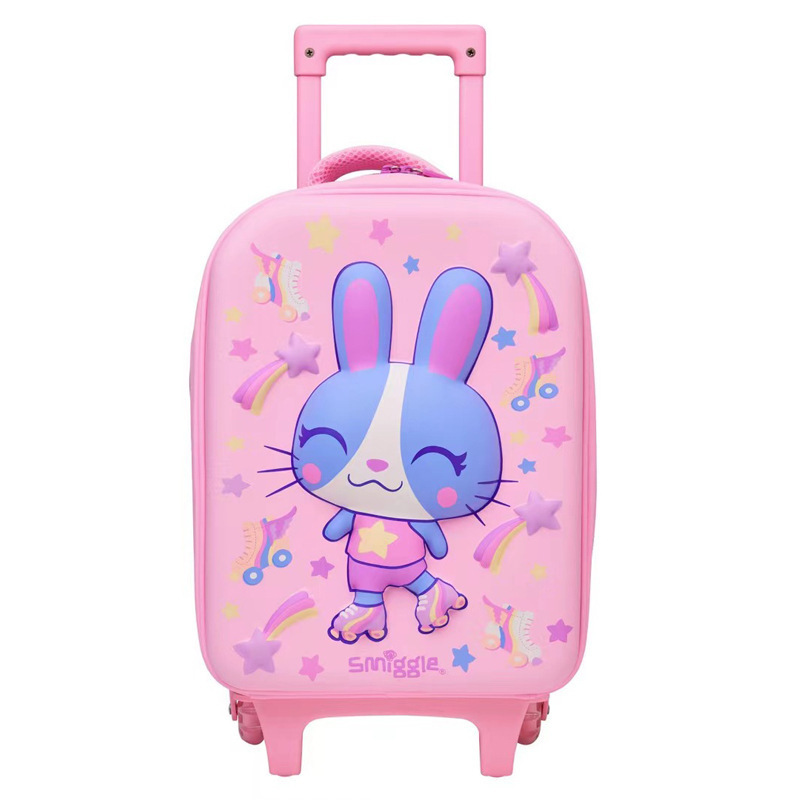 Valise trolley lapin rose moyen