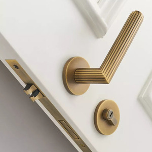 Stripe Knurled <strong>Copper</strong> Door Lock <strong>Handle</strong> Interior Brass Gold Knurling Door Lever <strong>Handle</strong> - Product Image 5
