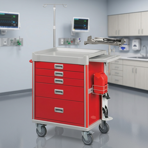 Chariot d'urgence médical en acier inoxydable pour hôpital avec tiroirs verrouillables - Product Image 2