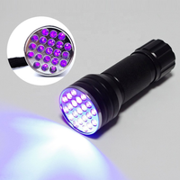 Lampe torche UV QXMOVING en alliage d'aluminium, 3 piles AAA, 21 LED 395nm, lumière noire ultraviolette pour détecteur d'ongles