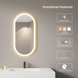 <span class=keywords><strong>Salle</strong></span> <span class=keywords><strong>de</strong></span> <span class=keywords><strong>bain</strong></span> rétro-éclairée à gradation réglable murale minimaliste <span class=keywords><strong>Led</strong></span> avec miroir <span class=keywords><strong>de</strong></span> courtoisie ovale lumineux - Product Image 3