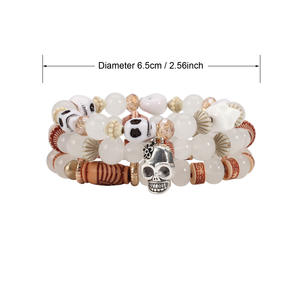 Skeleton <b>Beaded</b> <b>Bracelets</b> Antique Silver Plated Punk Style Party Jewelry Unisex Fashion Accessories 2024 - Product Image 2