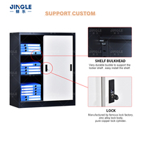Armoire de classement en acier en gros avec 3 niveaux, meuble de rangement de bureau en métal avec portes coulissantes en verre, casier en acier, Lemari Arsip