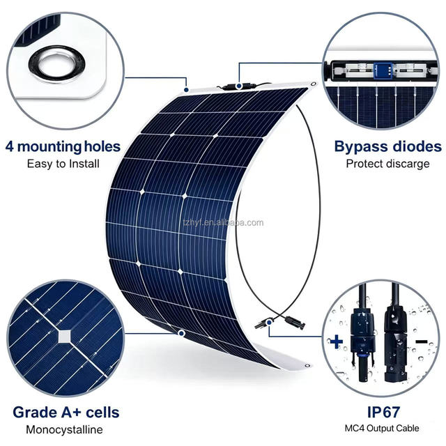 100W Half Cell Flexible Monocrystalline Solar Panel 18V with 3M Tape 21.5% Efficiency for Camper Boat and Home Use