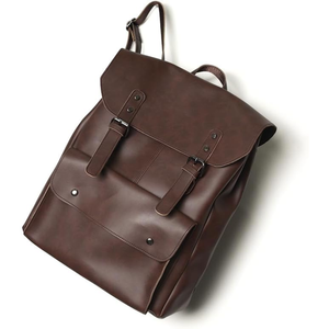 Minimalist Genuine Leather <b>Backpack</b> White Brown Color Zipper Closure <b>Multi</b> Functional All Seasons Men's <b>Backpack</b> - Product Image 4