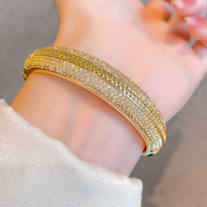 Fashionable Zirconium <b>Bangle</b> Geometric Design Micro Insert Women's Jewelry Gift Gold <b>Silver</b> <b>Bracelet</b> Zinc Alloy - Product Image 2