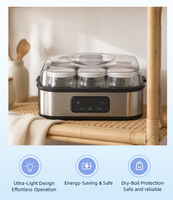 Yaourtière Électrique Automatique en Plastique avec 9 Pots en Verre, 25W, Contrôle de Température, Contrôle par Application, Écologique