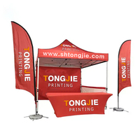 Carpa Hexagonal Personalizada de 6 pies (3x3) con Pared Superior y 2 Paredes Laterales, 2 Banderas, Juego Completo de 40 Tubos de Aluminio, para Ferias Comerciales