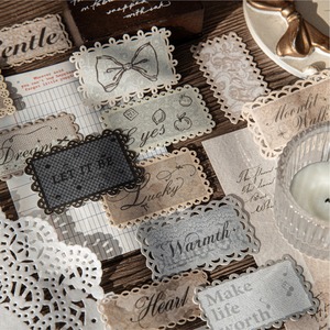 Paquete de 20 Pegatinas de Encaje Estéticas Vintage, Etiquetas Autoadhesivas Troqueladas con Acabado Brillante para Decoración Festiva, Diario/Agenda - Product Image 5