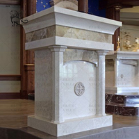Table d'autel en marbre blanc antique religieuse personnalisée, podium d'église, chaire