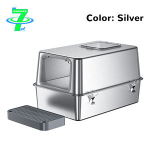 Caja de Arena para Gatos de Acero Inoxidable DSDT, Resistente, Duradera, Fácil de Limpiar, Control de Olores, Anti-Salpicaduras, CLB-032 - Product Image 6