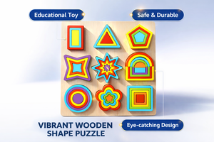 Puzzle Geometrico Colorato Montessori, Giocattoli in Legno Sensoriali per Bambini, Educazione Precoce, Giocattoli Educativi STEM per Bambini - Product Image 6