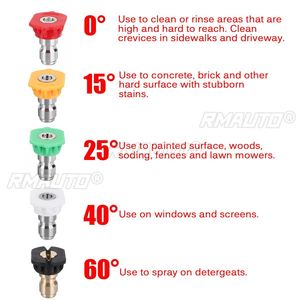 NEW 1/5pcs/set Stainless Steel G1/4 Quick-Connect Nozzle Tool Pressure <b>Washer</b> Spray Nozzle Multiple Degrees <b>Car</b> Wash - Product Image 3
