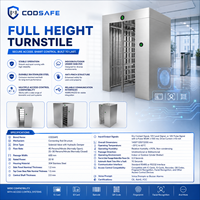 High Security Square Top Fully Enclosed Full Height Turnstile Unidirectional Bidirectional Biometric Recognition for Factory