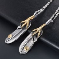 Style japonais et coréen antique aigle griffe plume hommes pendentif ethnique couple chandail chaîne accessoires féminins SP558-9
