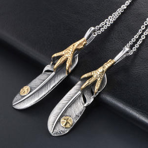 Style <span class=keywords><strong>japonais</strong></span> et coréen antique aigle griffe plume hommes pendentif ethnique couple chandail chaîne accessoires féminins SP558-9 - Product Image 3