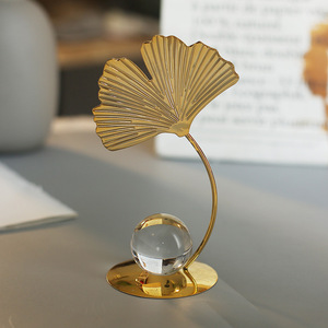 Home Decorative Objects Living Room Tabletop <b>Crystal</b> <b>Ball</b> Plants Tree Crafts Metal Leaf Sculptures - Product Image 4