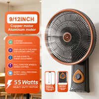 Ventilateur mural oscillant en plastique de 10 pouces avec bouton manuel, 3 vitesses, pour cuisine, appartement, petite pièce